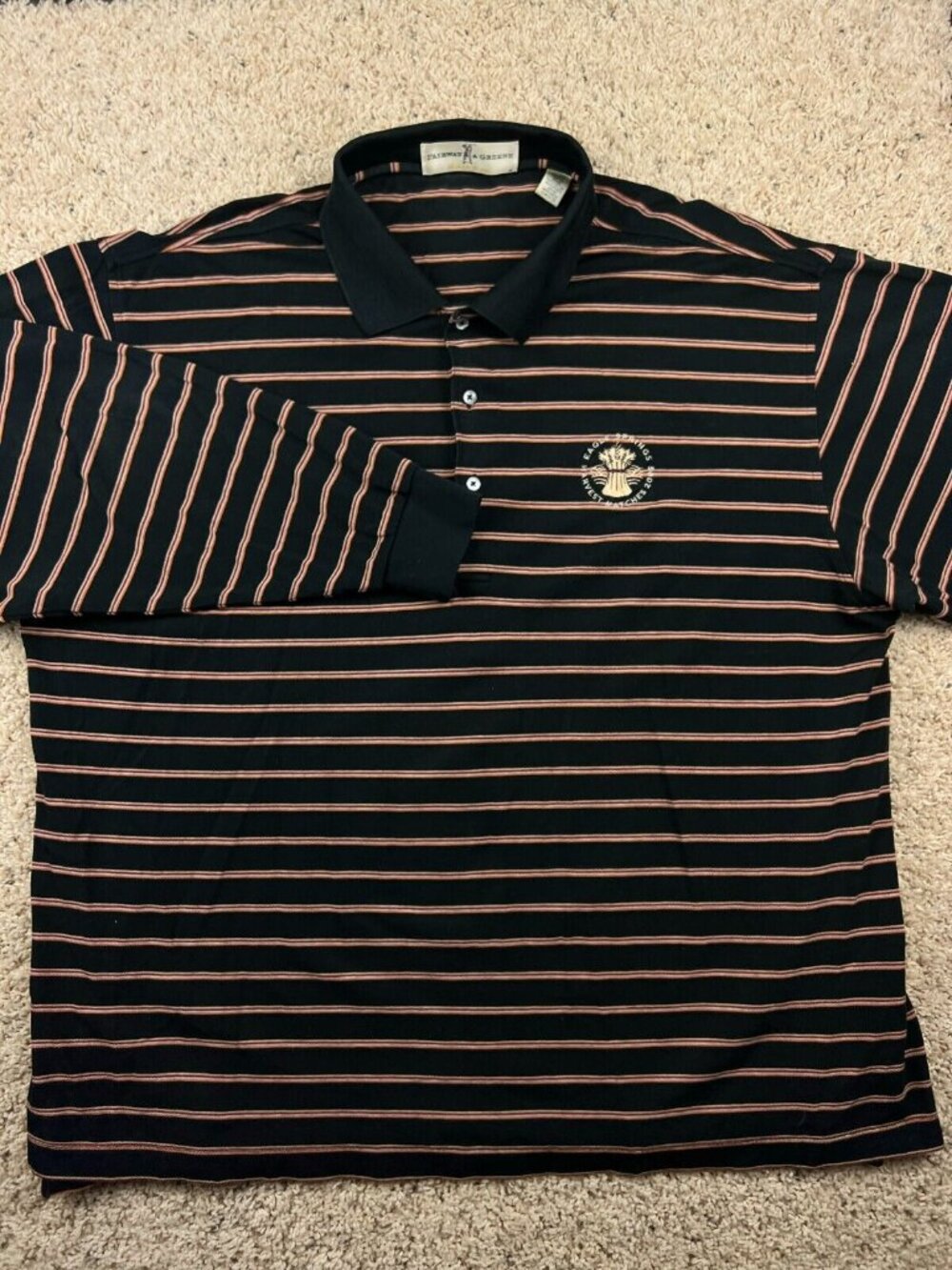 Fairway & Greene Shirt Mens XL Striped Golf Polo EAGLE SPRINGS 2005 Club Logo LS